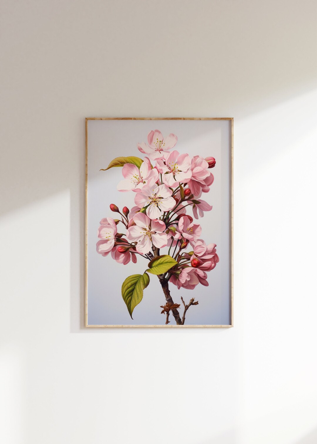 Apple Blossom Print, Digital Art, Pink Flower Painting Download, Girls ...
