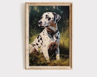 ダルメシアンの肖像画、ヴィンテージのダルメシアンの絵画、犬の肖像画
