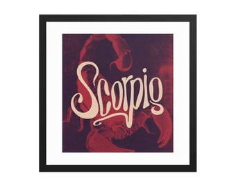 Scorpio Zodiac Framed poster | Astrology Wall Art | Horoscope Decor | October November Birthday Gift | Celestial Home Decor