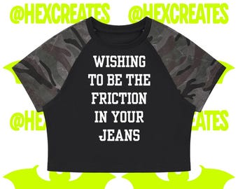 Camo Raglan Crop T-Shirt: "Friction In Your Jeans" Fall Out Boy Inspired Tee
