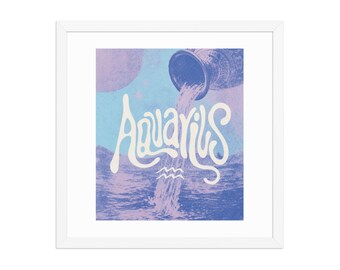 Aquarius Zodiac Framed poster | Astrology Wall Art | Horoscope Decor | January February Birthday Gift | Celestial Home Decor