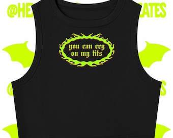 Elder Emo Blackletter Graphic Crop Top, Alternative Einkaufsnetz Goth Mode