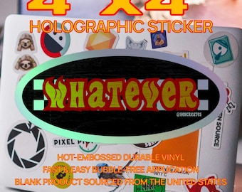 y2k 2000s Holographic Sticker, Racecar Punk Graphic, Checkered Flag, Hot Rod Inspired Decor
