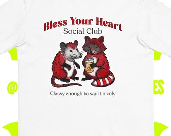 Koszulka z grafiką „Bless Your Heart Social Club” | Koszulka Country Club „Southern Sarcasm”