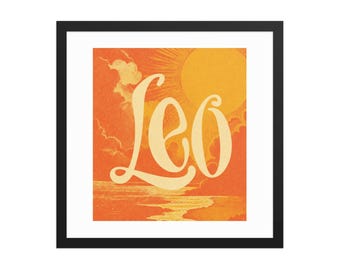 Leo Zodiac Framed poster | Astrology Wall Art | Horoscope Decor | July August Birthday Gift | Celestial Home Decor