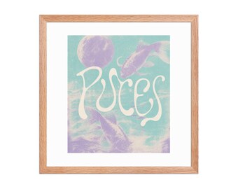 Pisces Zodiac Framed poster | Astrology Wall Art | Horoscope Decor | February March Birthday Gift | Celestial Home Decor