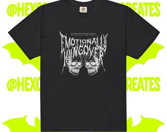 Metalowa koszulka z emocjonalnym kacem | Koszulka z grafiką hardcore, czaszki, odzież dla osób ze zdrowiem psychicznym