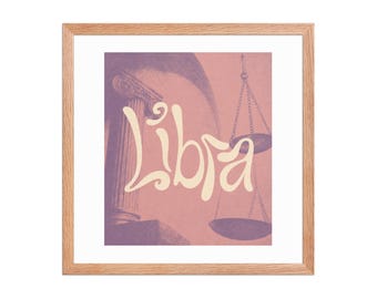 Libra Zodiac Framed poster | Astrology Wall Art | Horoscope Decor | September October Birthday Gift | Celestial Home Decor