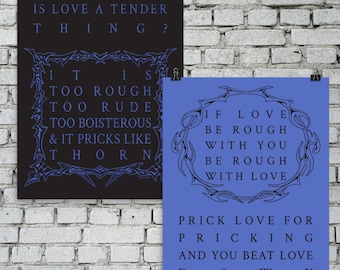 Shakespeare Liebe Zitat Drucke - Gothic Romanze, Dark Academia Wand Kunst (Digitaler Download)