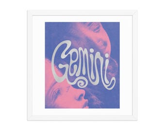 Gemini Zodiac Framed poster | Astrology Wall Art | Horoscope Decor | May June Birthday Gift | Celestial Home Decor