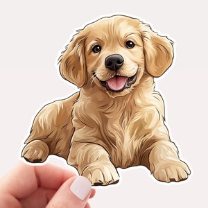 Golden Retriever Puppy Vinyl Sticker, Golden Retriever Sticker, Puppy Sticker, Golden Retriever Lover, Dog Lover, Pet Lover, Cute Puppy