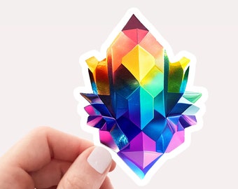 Rainbow Crystal Sticker, Crystal Sticker, Rainbow themed Sticker, Pretty Crystal Sticker, Rainbow Stickers for Laptops,Rainbow Crystal Decal
