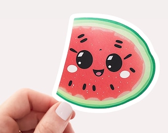 Cute Watermelon Sticker/Decal, Laptop Vinyl Sticker for Laptop, Cute Kawaii Fruit Sticker, Hand drawn Kawaii sticker art, Watermelon Sticker