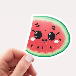 Cute Watermelon Sticker/Decal, Laptop Vinyl Sticker for Laptop, Cute Kawaii Fruit Sticker, Hand drawn Kawaii sticker art, Watermelon Sticker