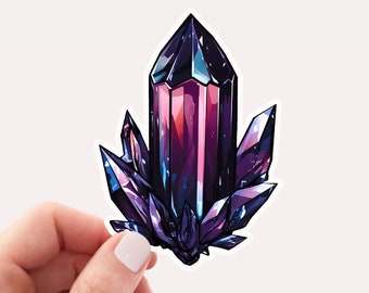 Pretty Night Crystal Vinyl Sticker, Magical Crystal Sticker, Gemstone Sticker, Crystal Lover Sticker,  Crystal Cluster, Witchy Sticker