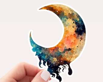 Colorful Magic Moon Sticker, Vinyl Sticker, Moon, Sticker, Moon Sticker, Magical Moon, Crescent Moon Sticker, Colorful Moon Sticker
