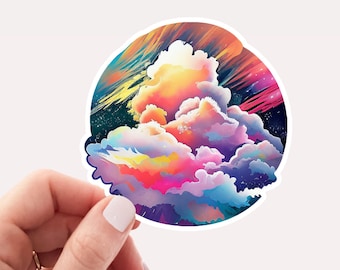 Magical Clouds Sticker/Decal, Colorful Vinyl Sticker, Sticker/Decal for Laptop, Nature inspired Sticker/Decal, Rainbow cloud art sticker