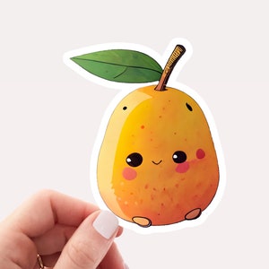 Cute Mango Sticker/Decal, Laptop Vinyl Sticker for Laptop, Cute Kawaii Fruit Sticker, Hand drawn Kawaii sticker art, Mango lover sticker