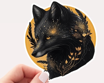 Magical Black Fox Sticker, Fox Sticker, Black Fox Sticker, Fox Lover Sticker, Black Fox Lover, Cute Sticker, Sticker Art, Animal Sticker