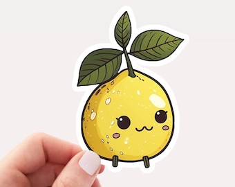 Cute Kawaii Lemon Sticker, Cute Sticker, Lemon Sticker, Kawaii Sticker, Kawaii-style sticker, Fruit Sticker, Food Sticker