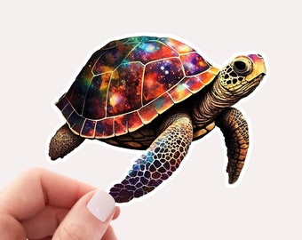 Magical Turtle Vinyl Sticker, Turtle Sticker for Laptop, Ocean Animal Sticker, Turtle Lover Sticker, Galaxy turtle, Sea Turtle Sticker