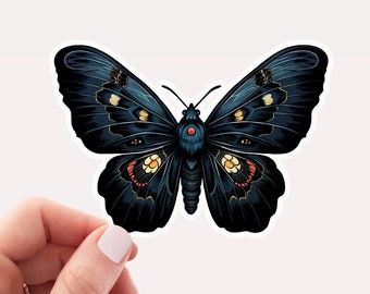 Whimsical Navy Blue Butterfly Vinyl Sticker, Pretty Blue Butterfly Sticker, Butterfly Lover, Butterfly Art, Blue Butterfly Wings