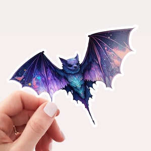 Magical Bat Vinyl Sticker, Bat Sticker for Laptop, Spirit Animal Sticker, Bat Lover Sticker, Galaxy theme, Bat Sticker, Witchy Sticker
