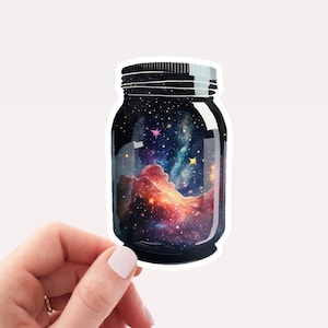 Galaxy in a Jar Vinyl Aufkleber, Galaxy Aufkleber für Laptop, coole Vinyl Aufkleber, Aufkleber für Laptops, kosmischer Aufkleber, Weltraumaufkleber