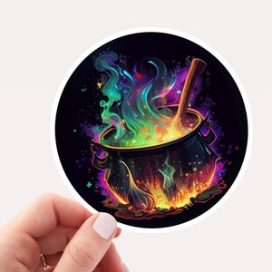 Colorful Witch Cauldron Vinyl Sticker, Cauldron Sticker, Witchy Sticker, Witch Stickers for Laptops, Magic Cauldron Sticker, Witchy Decor