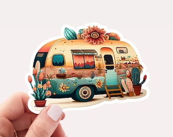 Boho Van Vinyl Sticker, Camping Van Sticker, Cute Sticker, Glamping Sticker, Desert Theme, Pretty Sticker, Aesthetic Sticker, Boho