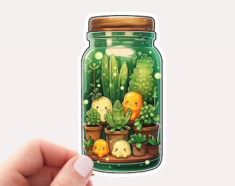 Cute Sprites in a Jar Vinyl Sticker, Cute Blobs Sticker, Cute Sticker, Magical Creatures, Cute Little Guys Sticker, Plant Sprites in Jar