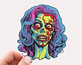 Pop Art Zombie Vinyl Sticker, Zombie Sticker, Halloween Sticker, Pop Art, Colorful, Girl Zombie, Pretty Zombie Sticker