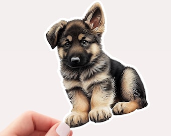 Cute German Shepherd Puppy Sticker, German Shepherd Sticker, Dog Sticker, Dog Lover, Puppy Sticker, Cute Puppy, Pet Lover
