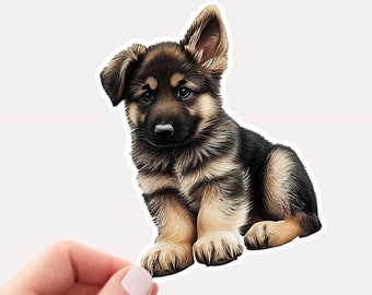 Cute German Shepherd Puppy Sticker, German Shepherd Sticker, Dog Sticker, Dog Lover, Puppy Sticker, Cute Puppy, Pet Lover