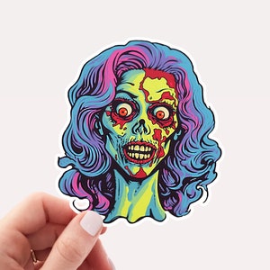 Pop Art Zombie Vinyl Sticker, Zombie Sticker, Halloween Sticker, Pop Art, Colorful, Girl Zombie, Pretty Zombie Sticker