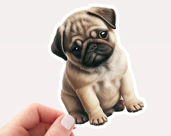 Cute Pug Puppy Vinyl Sticker, Pug Sticker for Laptop, Dog Sticker, Pet Lover Stickers for Laptops, Pug Sticker, Puppy dog sticker, Cute Pug