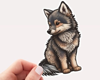 Cute Wolf Puppy Sticker, Vinyl Sticker, Wolf puppy, Wolf Lover Sticker, Cute Sticker, Wolf sticker, Animal Lover Sticker, Animal Sticker