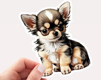Cute Chihuahua Puppy Sticker/Decal, Laptop Vinyl Sticker for Laptop, Cute Puppy Sticker, Hand drawn Dog sticker, Chihuahua lover sticker