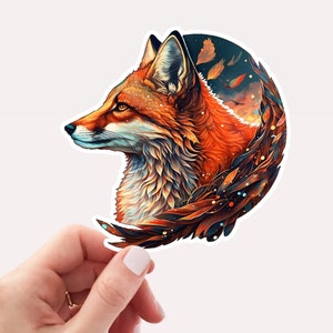 Magischer Fuchs Aufkleber, Vinyl Aufkleber, Bunter Fuchs, Fuchs Aufkleber, Niedlicher Aufkleber, Rotfuchs Aufkleber, Tier Aufkleber, Rotfuchs Aufkleber