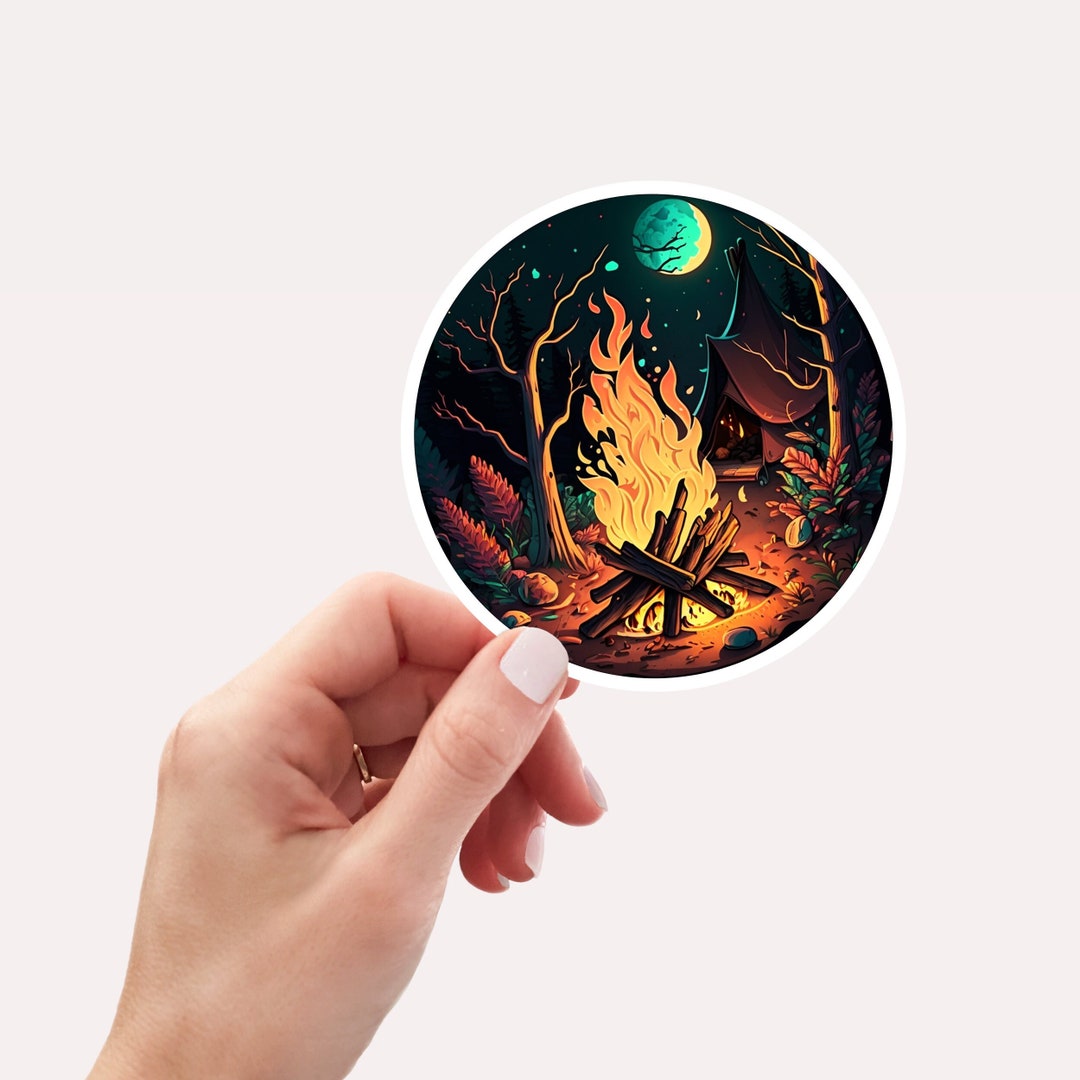 Sticker Over Computer Campera Cozy Camping Campfire Vinyl Sticker/decal, Camping Sticker for Laptop ...