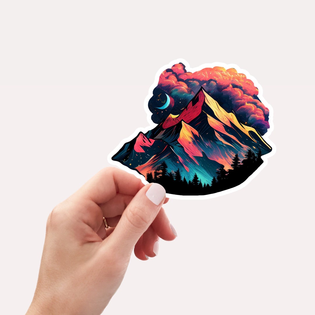 Magic Mountain Vinyl Sticker, Mountain Sticker for Laptop, Nature Vinyl ...