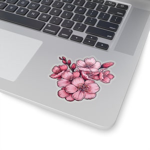 Pretty Cherry Blossom Vinyl Sticker, Cherry Blossom, Pink Sticker, Pink Flowers, Nature Sticker, Sakura Blossoms, Pretty Sticker image 2
