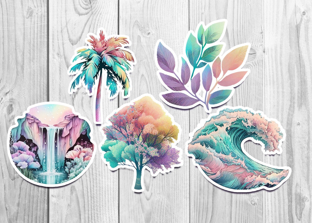 Pastel Sticker Set Pretty Pastel Sticker Bundle - Set of 5 - Pretty Stickers - WATERPROOF ...