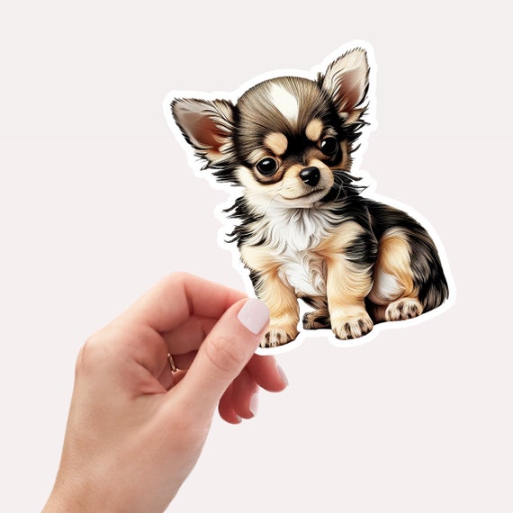 Cute Chihuahua Puppy Sticker/Decal, Laptop Vinyl Sticker for Laptop, Cute Puppy Sticker, Hand drawn Dog sticker, Chihuahua lover sticker
