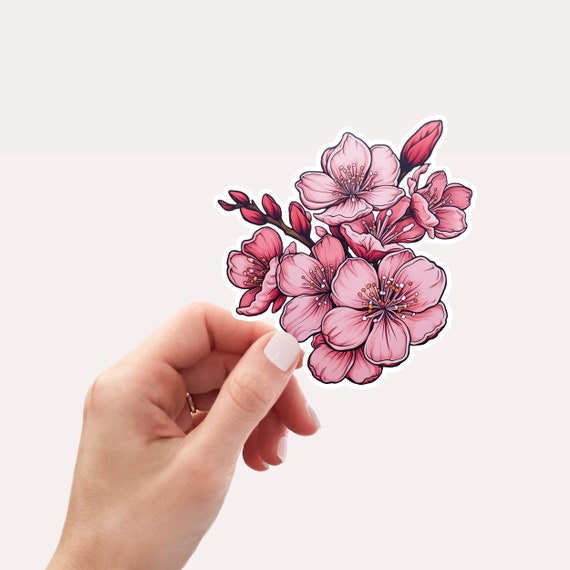 Pretty Cherry Blossom Vinyl Sticker, Cherry Blossom, Pink Sticker, Pink Flowers, Nature Sticker, Sakura Blossoms, Pretty Sticker