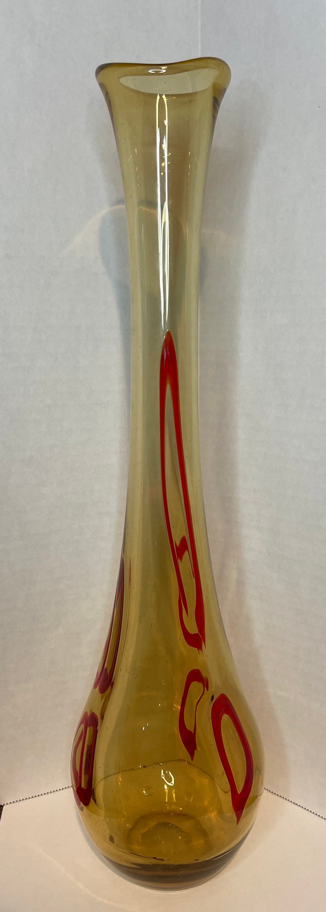 Vintage Midcentury Swung Glass Vase 17 Tall Etsy
