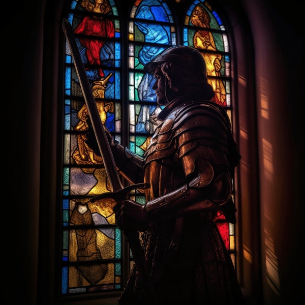 The Stained Glass Knight Medieval - Digital AI Art