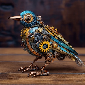 The Steampunk Mechanical Bird - Digital AI Art - Instant Download