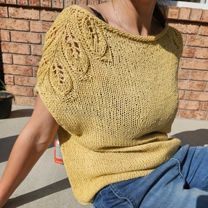 KNITTING PATTERN with video tutorials, Top Down Raglan, Dandelion Summer Top, Easy to knit