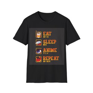 Eat Sleep Anime Repeat Colour Unisex Softstyle T-Shirt